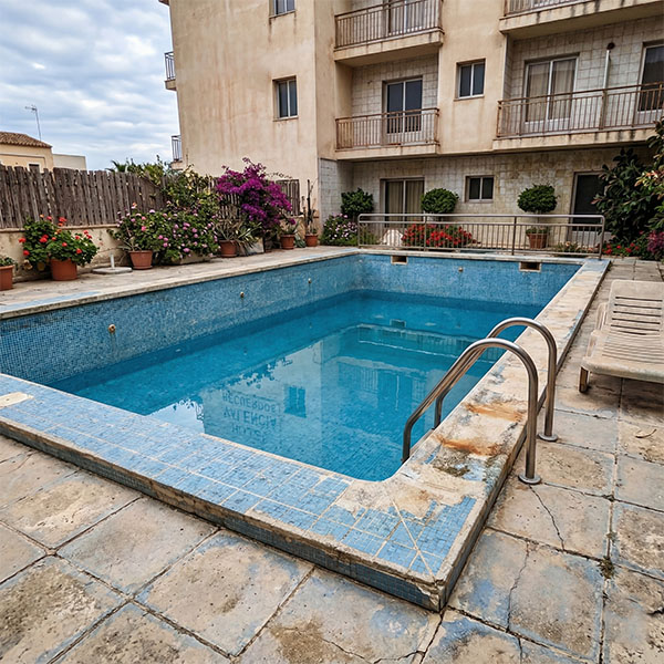 Piscina de baldosa convencional cemento residencial